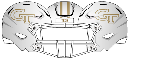 2025 White Shell White Mask Gold Logo Outline Helmet